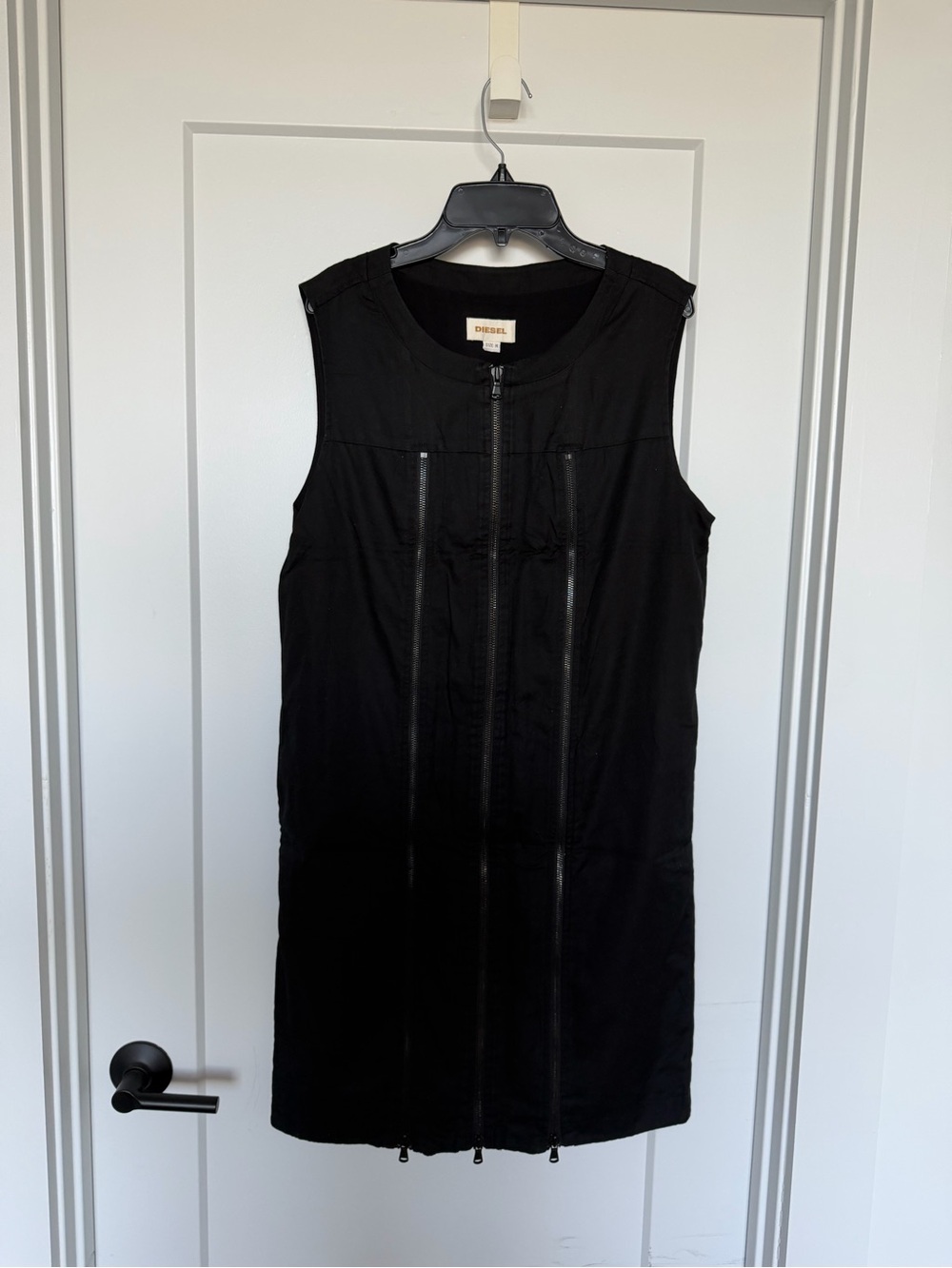 Diesel Black Sleeveless Zip-Front Mini Dress